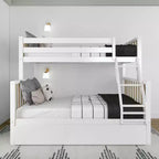 Max & Lily Letto a Castello Singolo su Una Piazza e Mezza con Letto Estraibile, Letti a Castello in Legno Massello Stile Scandinavo per Bambini