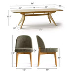 Set da pranzo da 7 pezzi, tavolo allungabile 78-96 con base a cavalletto e sedie imbottite con gambe in legno massello-Panipeachy