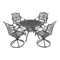 Set da pranzo da esterni in alluminio pressofuso da 5 pezzi con 4 sedie girevoli