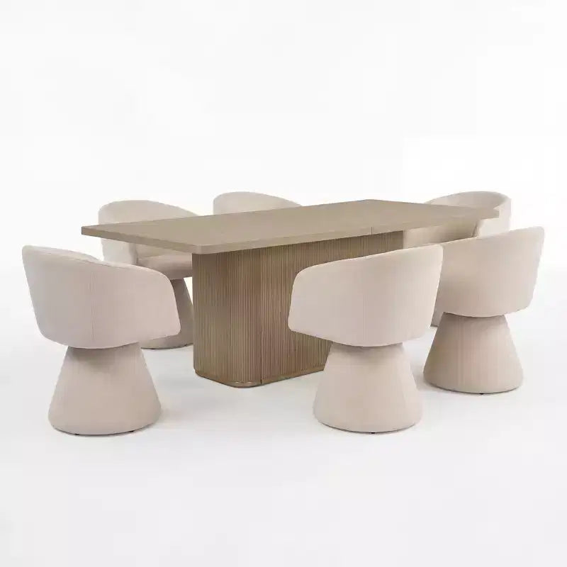 Christopher Knight Home Yodsak Set da Pranzo Moderno a 7 Pezzi in Legno e Metallo con Sedie Girevoli a 180