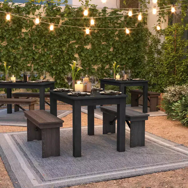 Flash Furniture Tavolo da Pranzo Rettangolare Rustico in Pino Massiccio 46 x 30