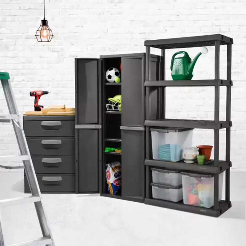 Sterilite Set da 2 organizer a 4 ripiani regolabili per garage, grigio