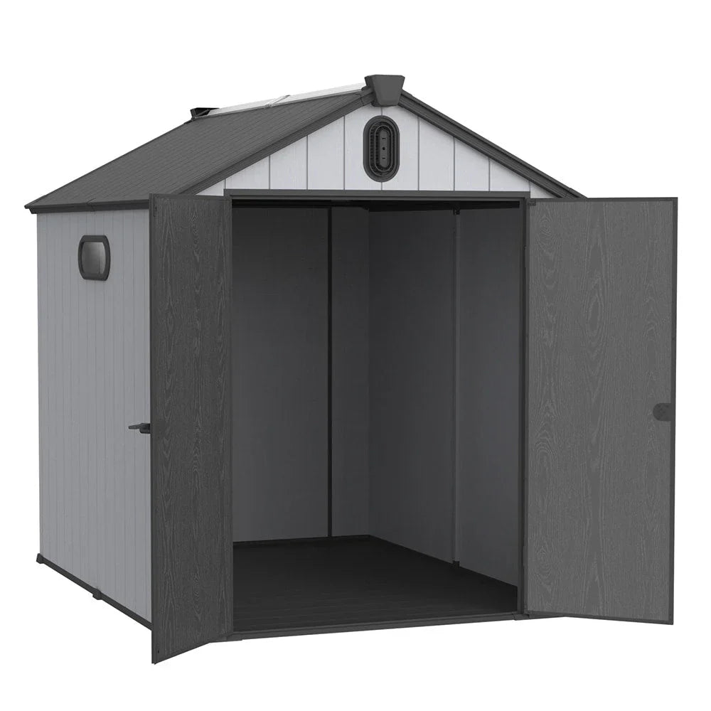 Casetta da giardino in resina per esterni, in plastica, per tutte le stagioni, con pavimento, 6 x 4 piedi/6 x 8 piedi/8 x 6 piedi/8 x 10 piedi, Spire Tool Shed