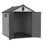 Casetta da giardino in resina per esterni, in plastica, per tutte le stagioni, con pavimento, 6 x 4 piedi/6 x 8 piedi/8 x 6 piedi/8 x 10 piedi, Spire Tool Shed