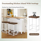 Set da isola per cucina TOPMAX con anta a ribalta e 2 posti a sedere, set tavolo da pranzo con ripiano regolabile, cassetti e portasciugamani