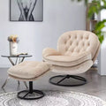 Poltrona Svedese Okak con Pouf, Poltrona Moderna Senza Braccioli Stile Mid-Century per Soggiorno, Morbida e Confortevole per Guardare la TV, Giocare