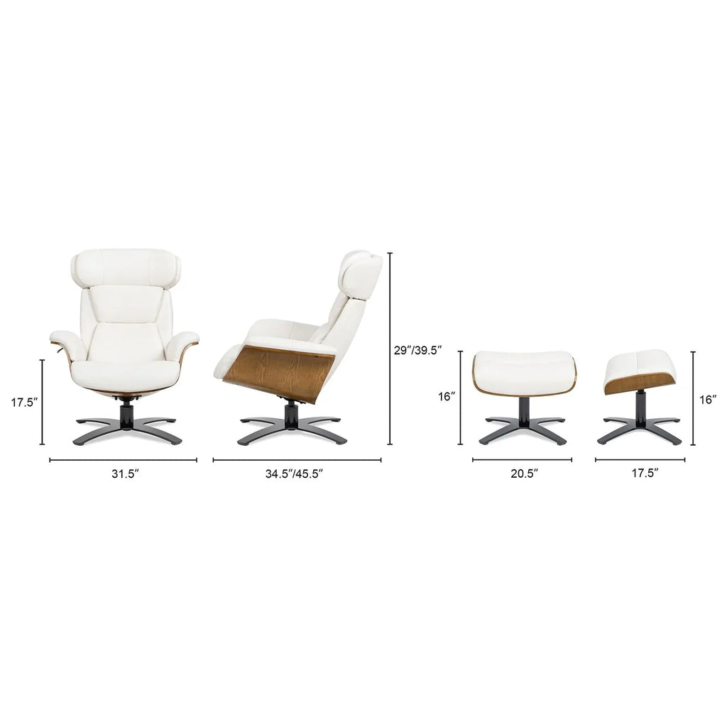 Jovan 31.5 Poltrona reclinabile in vera pelle con pouf