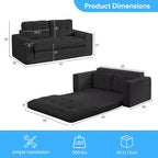 Mjkone Divano letto futon convertibile 2 in 1 da 180 cm, in tessuto a coste, pieghevole, con bottoni trapuntati, divanetto salvaspazio