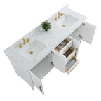 Mobile lavabo doppio Vanity Art 72 per bagno con piano in marmo composito
