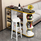Tavolo da bar a forma libera con top in pietra moderna e contenitore per bar domestici