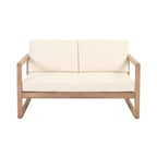 Set Mobili da Patio in Legno di Acacia, Set Conversazione per Esterni con Tavolino da Caffè e Morbidi Cuscini per Giardino, Portico e Balcone, Beige - Merax