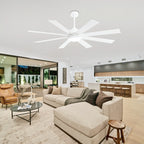 Ventilatore da soffitto nero da 65 pollici a 8 pale con luce LED e telecomando