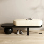Panca bassa moderna in legno imbottita beige