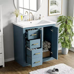 Mobile bagno 30 pollici con lavabo singolo, armadietto e 3 cassetti – Nero / Blu / Verde / Indaco / Bianco