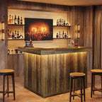 Mobile bar a L Lantine, tavolo da bar angolare a 4 ripiani con mensole e porta calici da vino per pub domestico