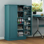 HOMCOM Dispensa da Cucina 41, Mobile Credenza da Cucina a 2 Ante con 5 Ripiani, 12 Portaspezie e Mensole Regolabili per Sala da Pranzo