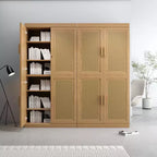 Armadio decorativo con 12 ripiani da 157 cm in vimini nero ad alta venatura del legno
