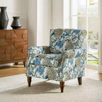 Poltrona Araceli Tradizionale in Legno Imbottita Floreale con Schienale Alto e Borchie | ART OF LIVING DESIGNS