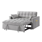 Divano letto a due posti 4 in 1 con braccioli e tasche portaoggetti, divano letto estraibile multifunzionale trapuntato con schienale regolabile