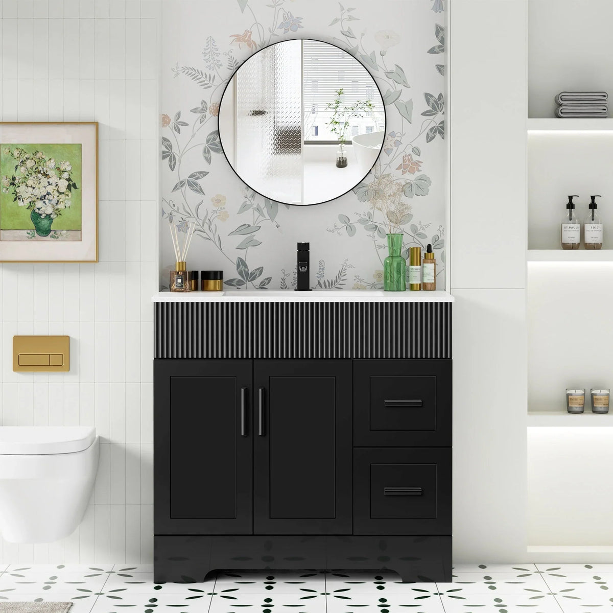 Mobile bagno 30/36/48 Wavy Line con lavabo e rubinetto