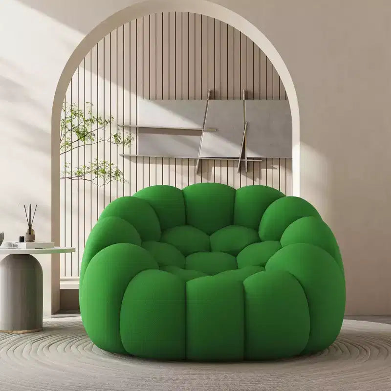 Divano a bolle da pavimento da 47 pollici con design curvo, poltrona a sacco 3D per soggiorno, verde