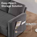 Dyonery Divano Letto Angolare 81, Divano Estraibile a L con Chaise Longue Reversibile con Contenitore, USB, Schienale Reclinabile