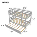 Letto a castello moderno in legno a due piani con letto estraibile, convertibile in 2 letti