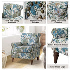 Poltrona Araceli Tradizionale in Legno Imbottita Floreale con Schienale Alto e Borchie | ART OF LIVING DESIGNS