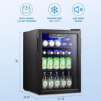 Mini Frigo-Cantinetta per bevande da 100 lattine, Frigo portatile, Porta in vetro frontale trasparente, Piccolo refrigeratore per bevande con touch screen - 2.6 Cu. Ft.