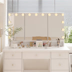 Lussuosa Toeletta da Trucco a LED con 9 Cassetti Elegante Postazione Trucco