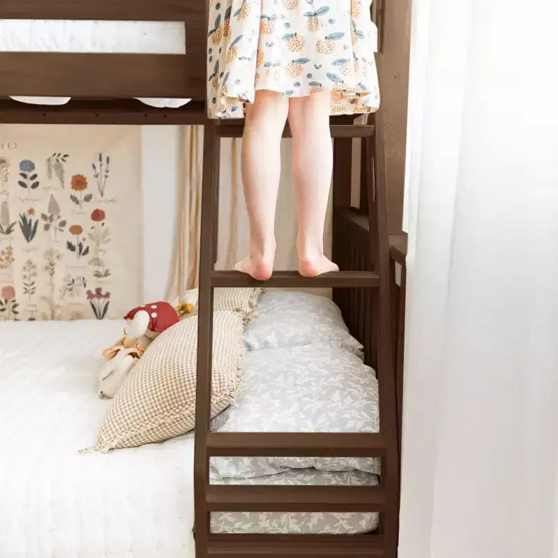 Letto a Castello in Legno Massello Max & Lily, una Piazza e Mezza con Letto Estraibile Contenitore e Scaletta per Bambini