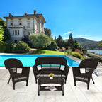 Set da conversazione da 4 pezzi per patio in vimini