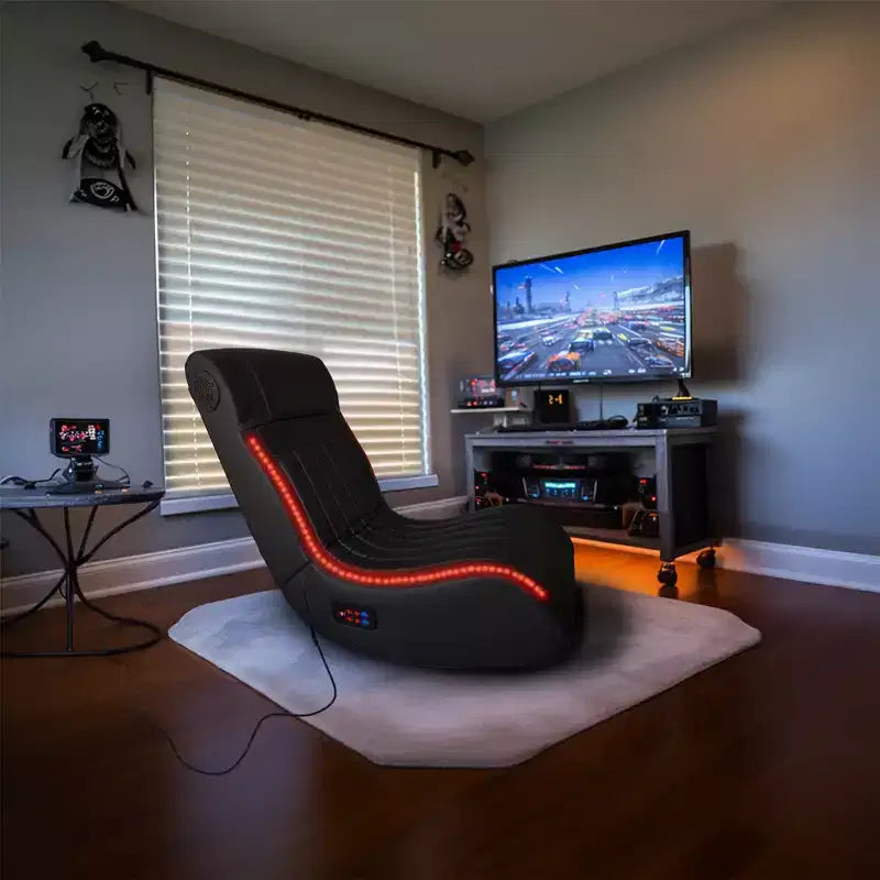 GDFStudio Claudia Sedia da Gaming Pieghevole da Terra con Bluetooth e Massaggio a Vibrazione