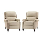 Set di 2 Poltrone Reclinabili Elisabete Moderne in Vera Pelle con Borchie Vintage per Salotto e Camera da Letto | ART OF LIVING DESIGNS