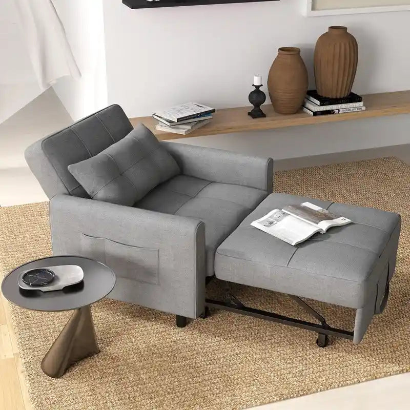 Poltrona Letto Trasformabile 3-in-1, Divano da Salotto Pieghevole Regolabile Imbottito