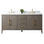 Mobile lavabo doppio Vanity Art 72 per bagno con piano in marmo composito