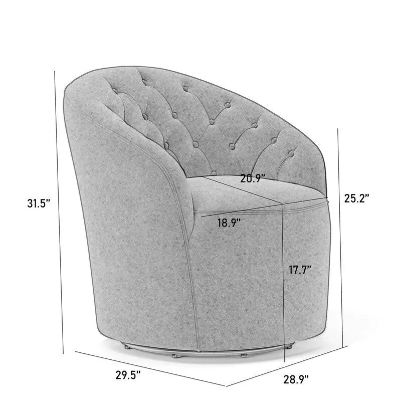 Poltrona a botte SEYNAR moderna girevole a 360 gradi, rivestita in velluto, con schienale trapuntato a bottoni, set da 2