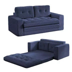 Mjkone Divano letto futon convertibile 2 in 1 da 180 cm, in tessuto a coste, pieghevole, con bottoni trapuntati, divanetto salvaspazio