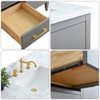 Mobile lavabo doppio Vanity Art 72 per bagno con piano in marmo composito