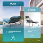 Divanetto due posti Double Papasan con cuscino, in rattan PE per tutte le stagioni e struttura in metallo per interni ed esterni