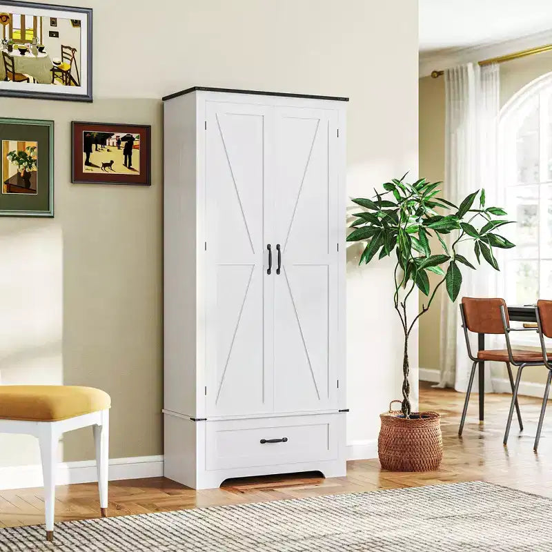 HOMCOM Credenza a 2 Ante da Cucina, Mobile Dispensa Alto con 2 Ante Scorrevole, Ripiani Regolabili e Cassetto