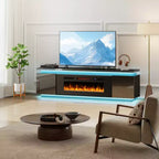 Mobile TV Skyzoo con camino elettrico per TV fino a 80" con luci a LED e 4 prese CA, console TV per soggiorno