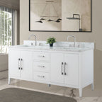 Mobile lavabo doppio Vanity Art 72 per bagno con piano in marmo composito