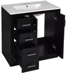 Mobile bagno 30 pollici con lavabo singolo, armadietto e 3 cassetti – Nero / Blu / Verde / Indaco / Bianco