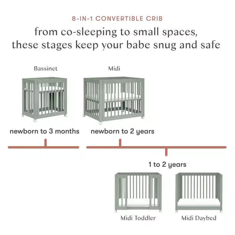 Culla convertibile Babyletto Yuzu 8-in-1 con kit di conversione per tutte le fasi