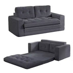 Mjkone Divano letto futon convertibile 2 in 1 da 180 cm, in tessuto a coste, pieghevole, con bottoni trapuntati, divanetto salvaspazio
