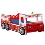 GDFStudio Juna Letto Singolo a Forma di Camion dei Pompieri con Luci LED
