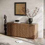 59 Modern Spiral Madia Buffet, Mobile Contenitore a Basso Profilo da Ingresso con Ante a Ondulazione 3D