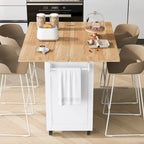 Isola da cucina con piano pieghevole, carrello da cucina con ripiano estraibile, portasciugamani e cassetto, ruote girevoli