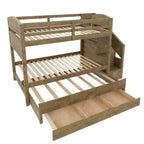 Whisen Letto a castello Twin XL con rotelle estraibili, letto a castello con contenitore, letto a castello in legno massello, scala con contenitore, armadio, 3 cassetti, per bambini